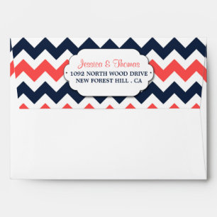 The Modern Chevron Wedding Collection Navy & Coral Envelope