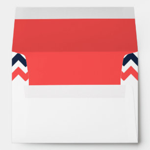 The Modern Chevron Wedding Collection Navy & Coral Envelope