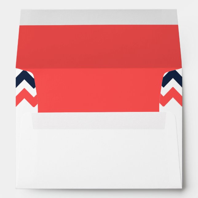 The Modern Chevron Wedding Collection Navy & Coral Envelope (Back (Bottom))