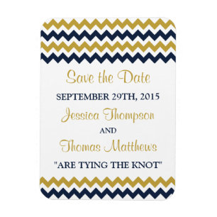 The Modern Chevron Wedding Collection- Navy & Gold Magnet