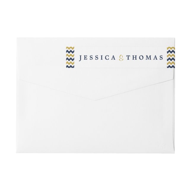 The Modern Chevron Wedding Collection- Navy & Gold Wrap Around Label (Back)
