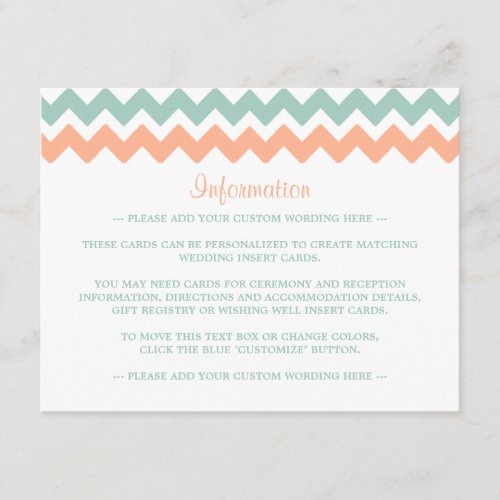 The Modern Chevron Wedding Collection Peach &amp; Mint 4.25x5.5 Paper Invitation Card