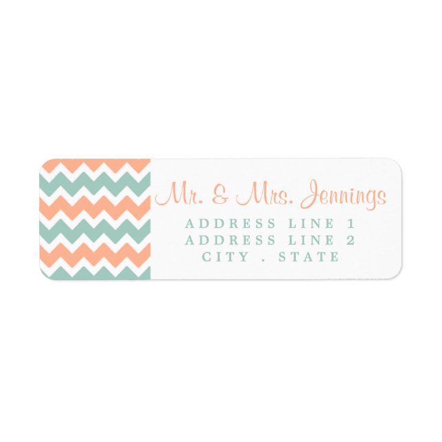 The Modern Chevron Wedding Collection Peach & Mint Label (Front)
