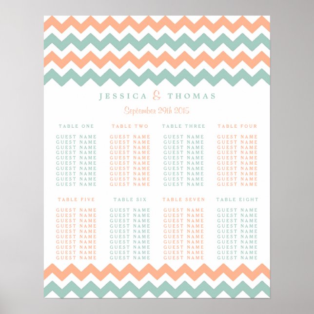 The Modern Chevron Wedding Collection Peach & Mint Poster (Front)