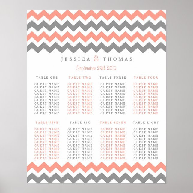 The Modern Chevron Wedding Collection- Pink & Gray Poster (Front)