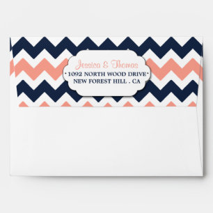 The Modern Chevron Wedding Collection- Pink & Navy Envelope