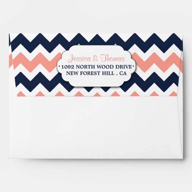 The Modern Chevron Wedding Collection- Pink & Navy Envelope (Back (Top Flap))