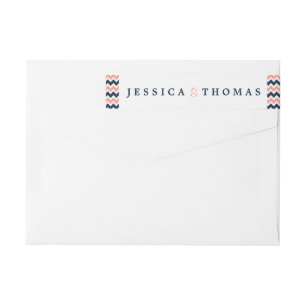 The Modern Chevron Wedding Collection- Pink & Navy Wrap Around Label