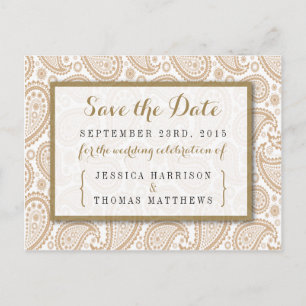 The Modern Paisley Wedding Collection - Brown Announcement Postcard