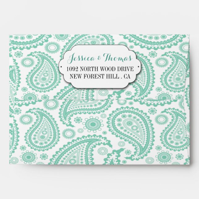 The Modern Paisley Wedding Collection - Green Envelope (Back (Top Flap))