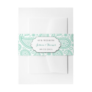 The Modern Paisley Wedding Collection - Green Invitation Belly Band