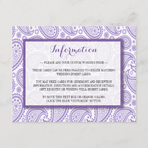 The Modern Paisley Wedding Collection - Purple 4.25x5.5 Paper Invitation Card