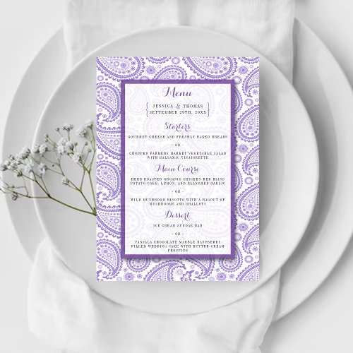 The Modern Paisley Wedding Collection - Purple Menu
