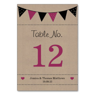 The Modern Pink Bunting Wedding Collection Table Number