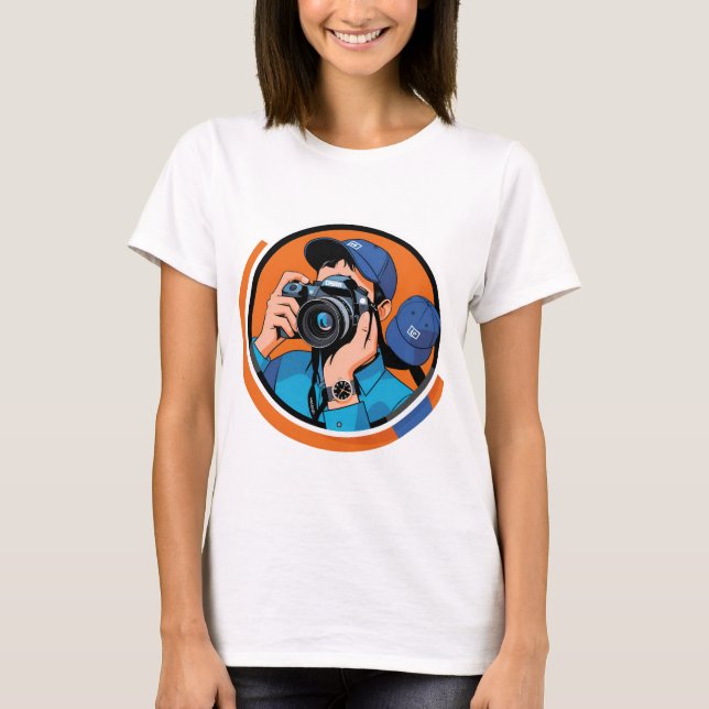 The Modern Shooter – Stylized Photographer Icon T-Shirt (Front)