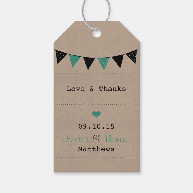 The Modern Turquoise Bunting Wedding Collection Gift Tags