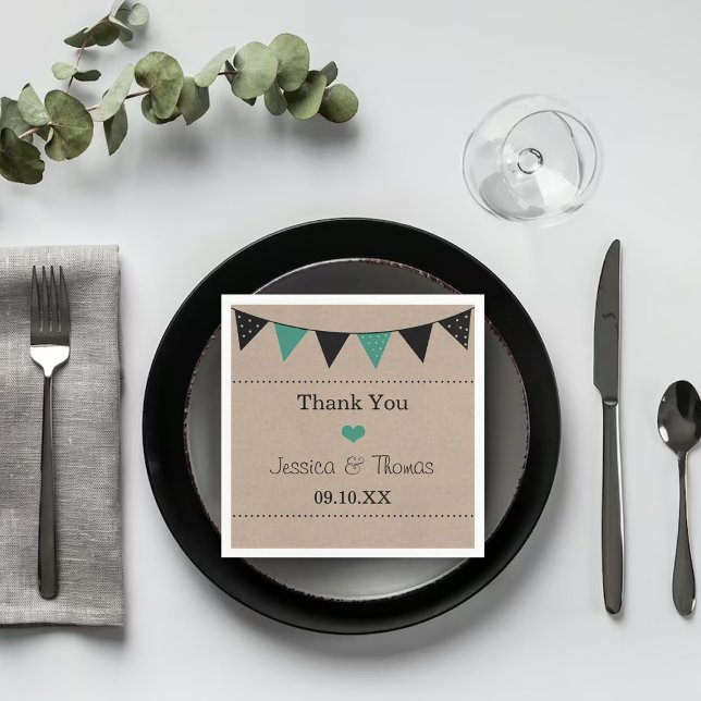 The Modern Turquoise Bunting Wedding Collection Napkins (Creator Uploaded)