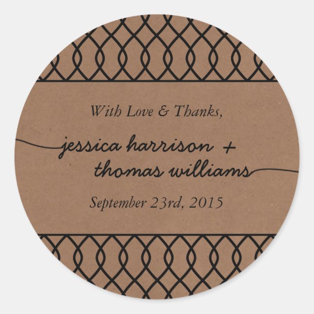 The Modern Whimsical Kraft Wedding Collection Classic Round Sticker (Front)