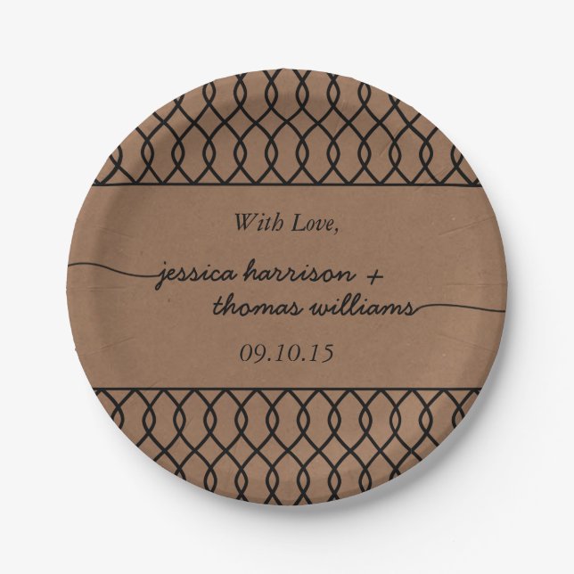 The Modern Whimsical Kraft Wedding Collection Paper Plates (Front)