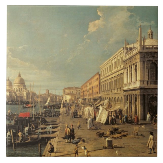The Molo and the Zecca, Venice (oil on canvas) Ceramic Tile (Front)