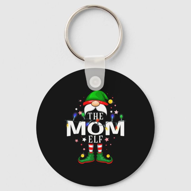 The Mom Elf Christmas Family Pajama Party  Keychain (Front)
