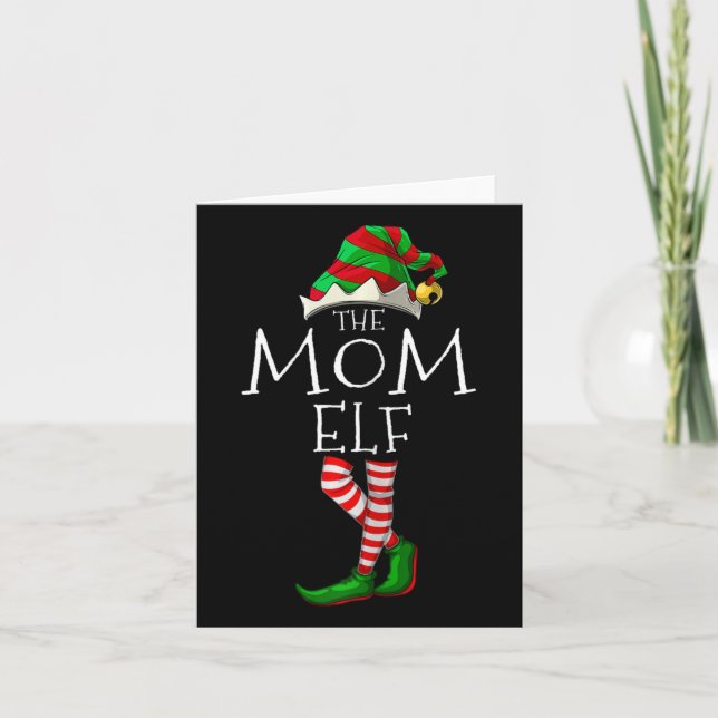 The Mom Elf Fun Christmas Matching Family Pajama  Card (Front)