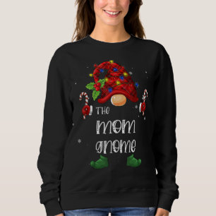 The Mom Gnome Buffalo Plaid Christmas Tree Light Sweatshirt