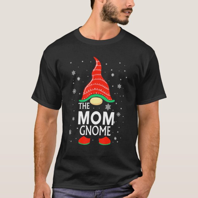 The Mom Gnome Family Christmas Pajama Mom Gnome T-Shirt (Front)