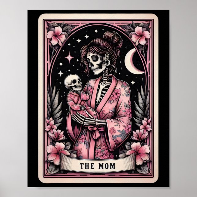 The Mom Tarot Card Mothers Day Pink Skeleton Mom B Poster (Front)