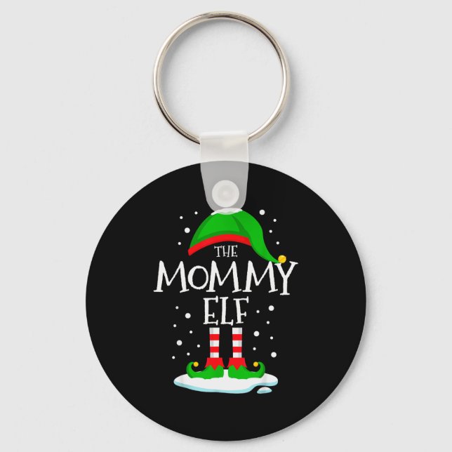 The Mommy Elf Christmas Family Matching Xmas Mom G Keychain (Front)
