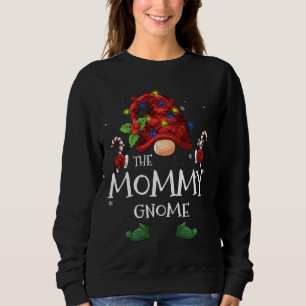 The Mommy Gnome Buffalo Plaid Christmas Tree Light Sweatshirt