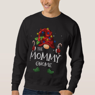 The Mommy Gnome Buffalo Plaid Christmas Tree Light Sweatshirt