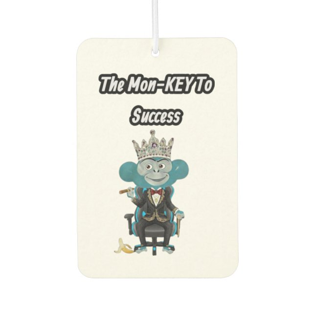 The mon-key to success air freshener (Front)