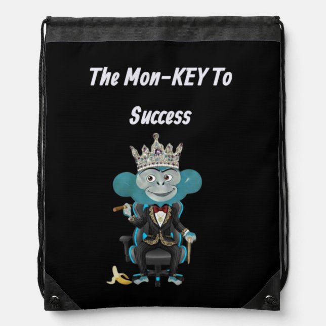 The Mon-key To success gift  Drawstring Bag (Front)