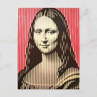 The Mona Lisa in BAUHAUS optical illusion style Postcard