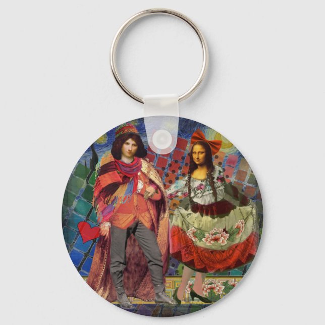 The Mona Lisa in Love Keychain (Front)