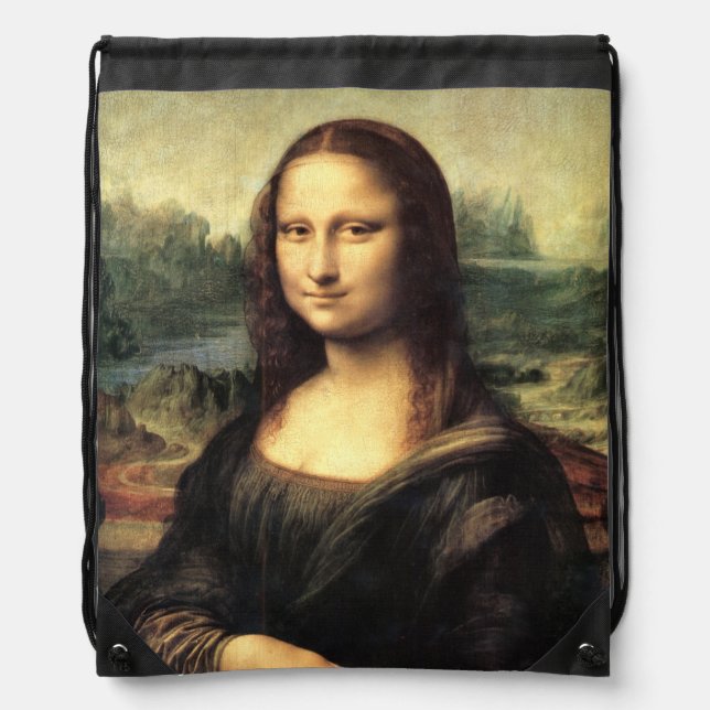 The Mona Lisa Leonardo da Vinci   Drawstring Bag (Front)