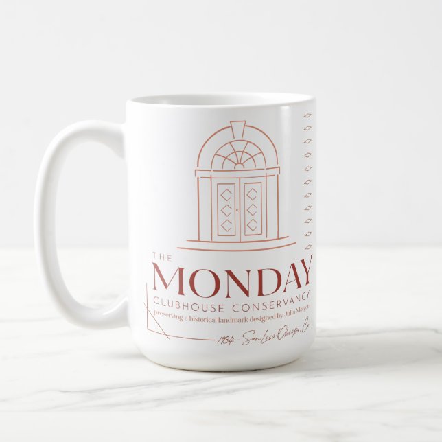The Monday Clubhouse Conservancy Red Coffee Mug (Left)
