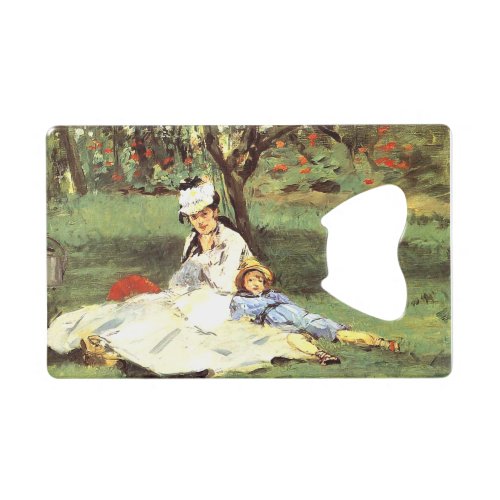  The Monet family in their garden Edouard Manet    Credit Card Bottle Opener