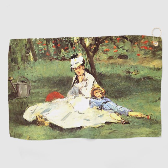  The Monet family in their garden Edouard Manet   Golf Towel (Horizontal)