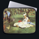 The Monet family in their garden Edouard Manet Laptop Sleeve<br><div class="desc">The Monet family in their garden. Edouard Manet . Summer landscape. A woman in a beautiful dress and hat is sitting in the garden under a tree on the grass. A boy is sitting on the grass nearby. Reproduction of famous works of art images in the public domain.</div>