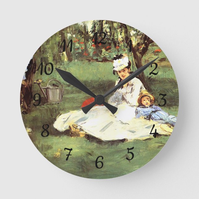  The Monet family in their garden Edouard Manet   Round Clock (Front)