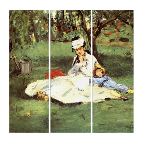  The Monet family in their garden Edouard Manet   Triptych