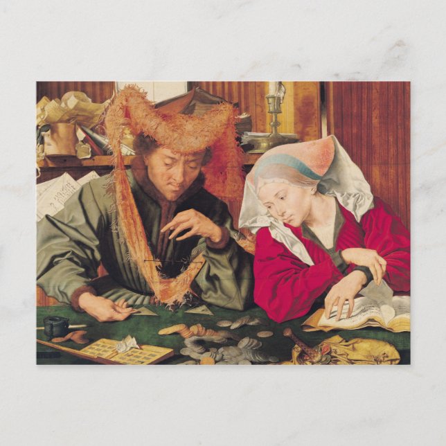 The Money Changer and his Wife, 1539 Postcard (Front)