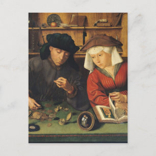 The Money Lender and his Wife, 1514 Postcard