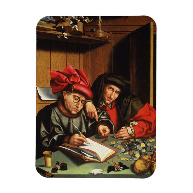 The Money Lenders (oil on oak panel) Magnet (Vertical)