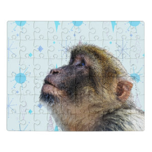 The Monkey Looks At Mid Century Modern Wallpaper Jigsaw Puzzle
