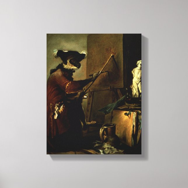 The Monkey Painter, 1740 (oil on canvas) Canvas Print (Front)
