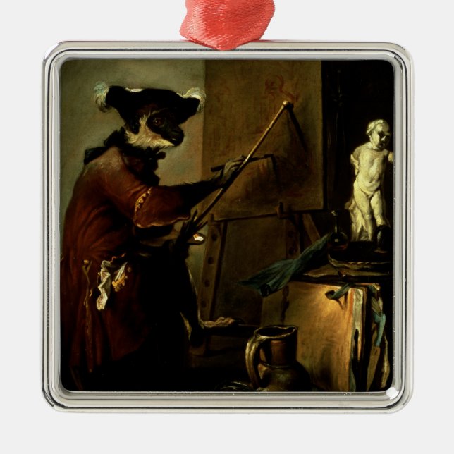 The Monkey Painter, 1740 (oil on canvas) Metal Ornament (Front)