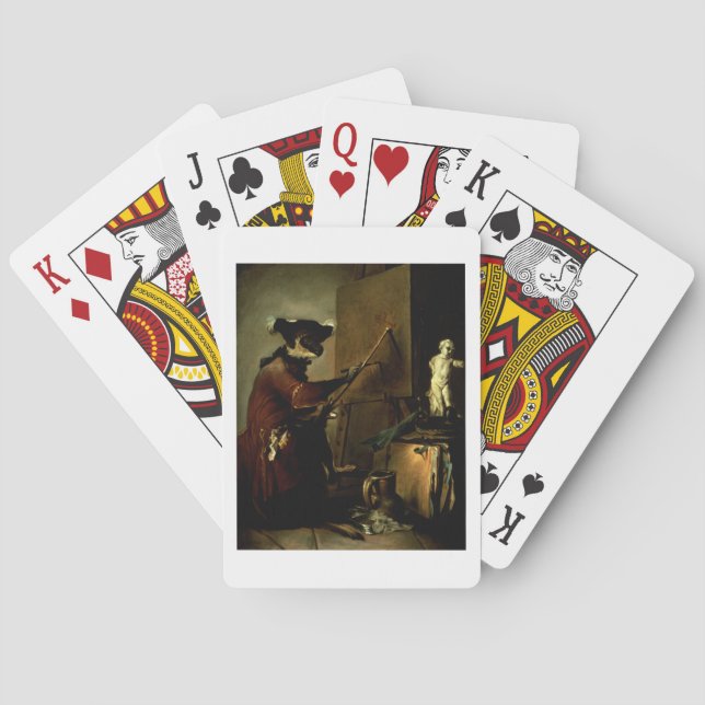 The Monkey Painter, 1740 (oil on canvas) Poker Cards (Back)